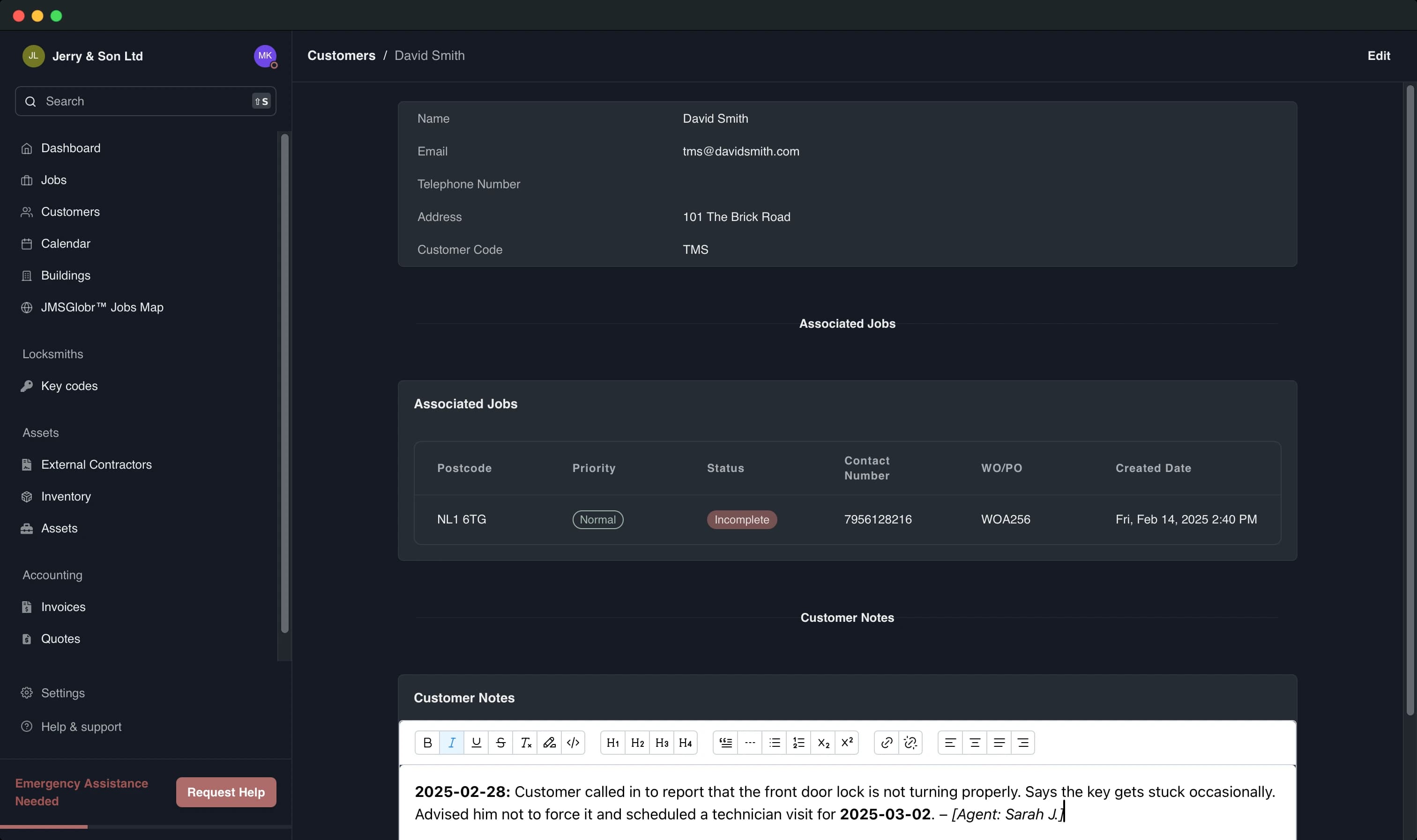 Customer Management screenshot