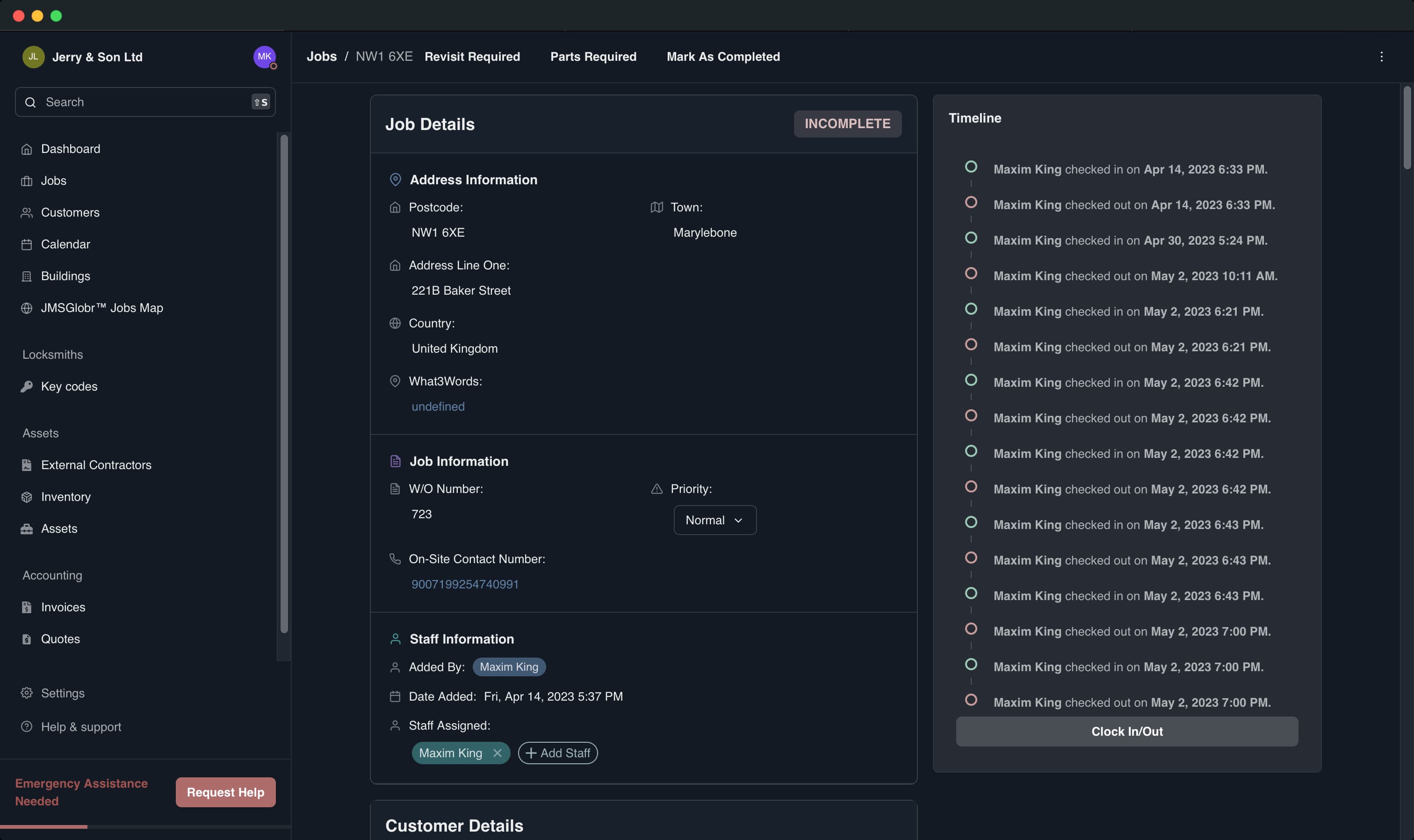 Jobs management screenshot